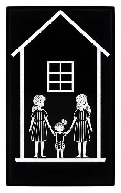 Illustration Of A Family With Two Mothers And Child