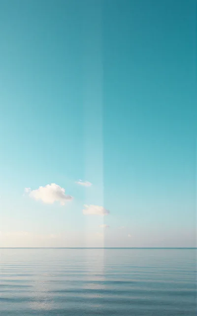 Minimalist Seascape With Soft Clouds And Calm Water