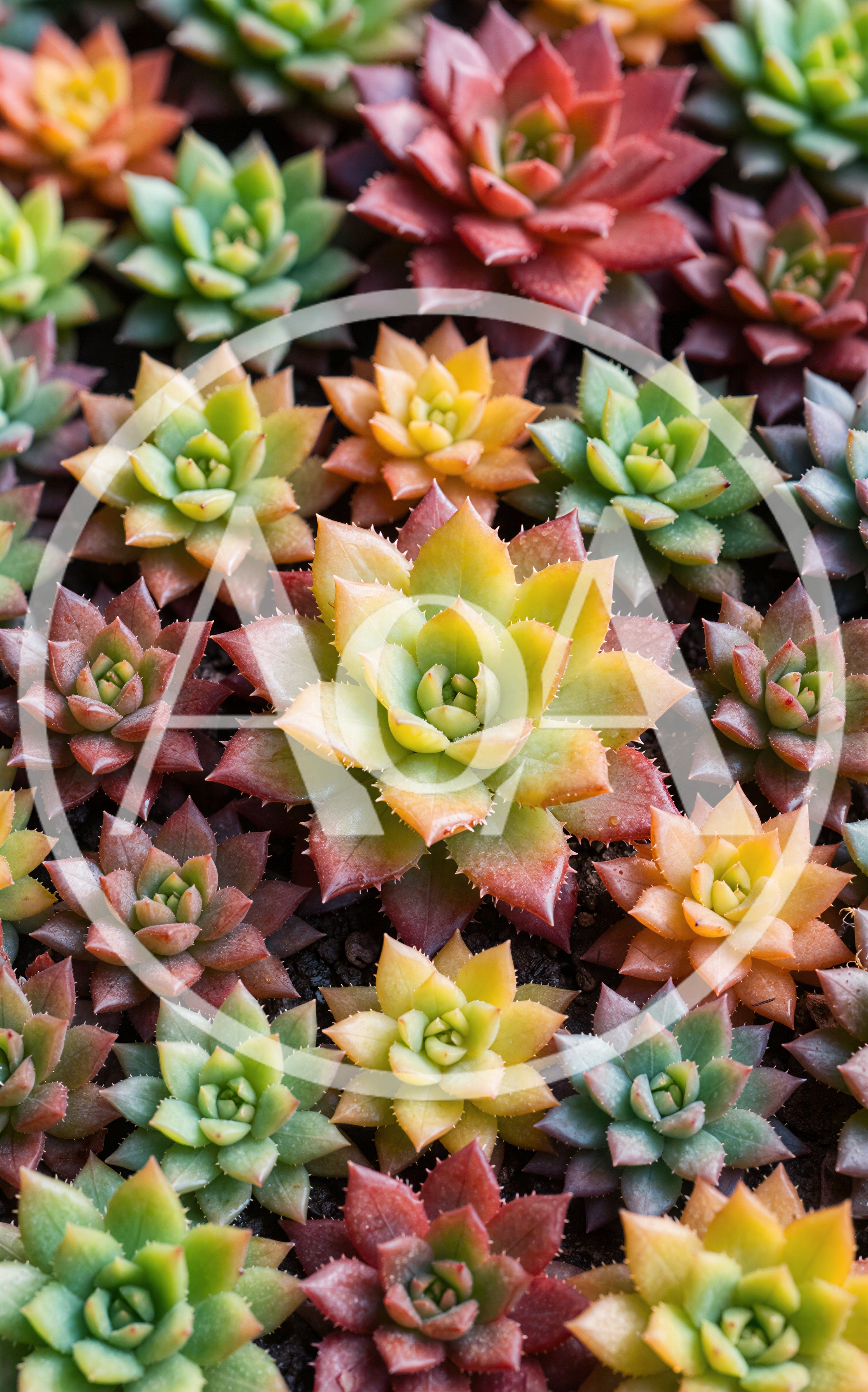 Top View Of Colorful Echeveria Succulent Plants