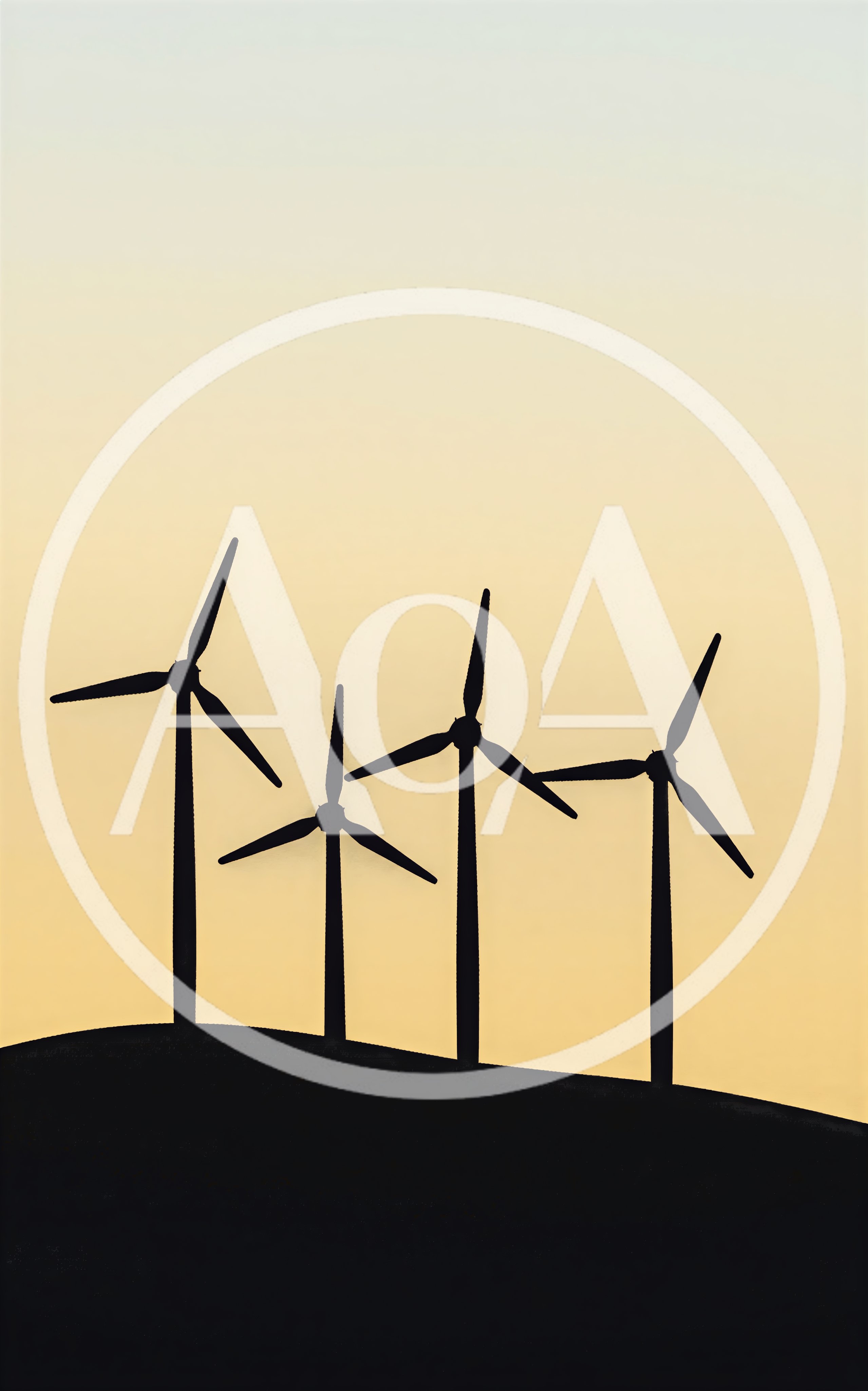 Silhouette Of Four Wind Turbines At Sunset