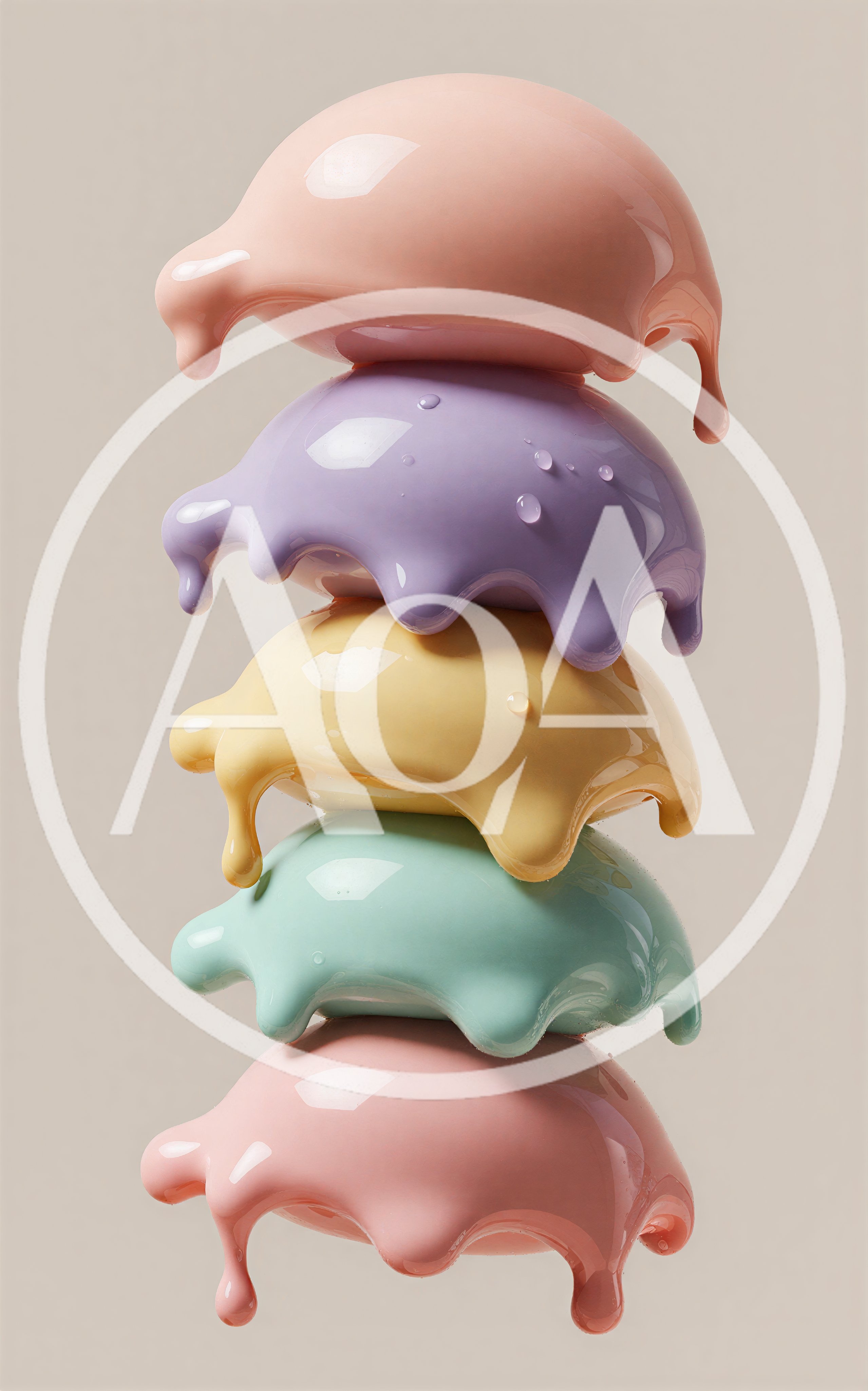 Stacked Pastel Colored Glossy Liquid Blobs