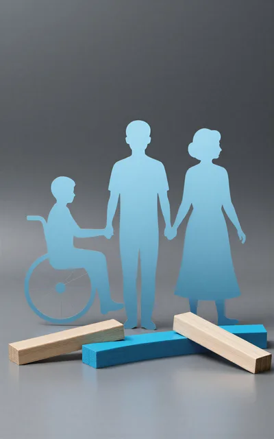 Paper Cutout Family With Child In Wheelchair