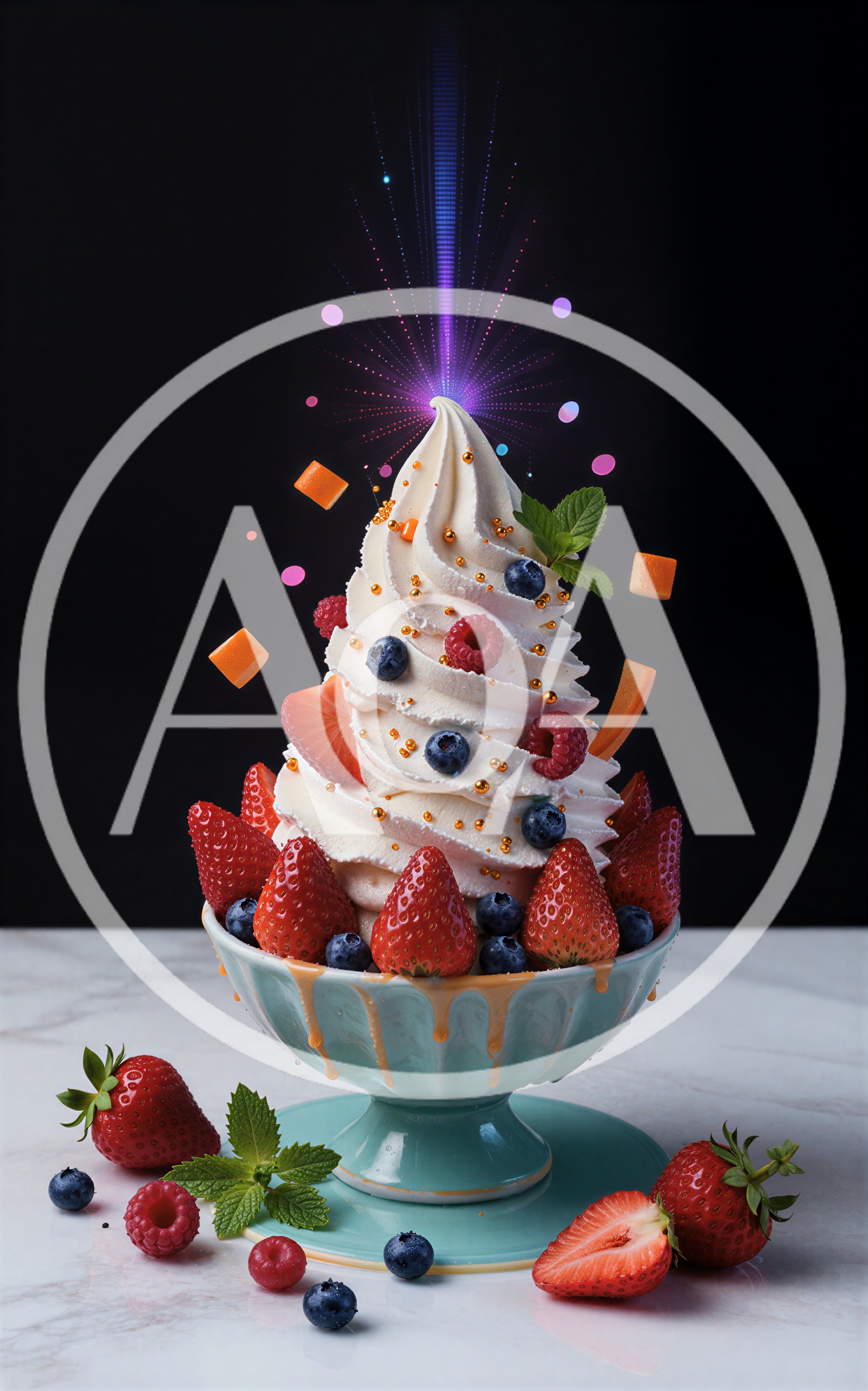Soft Serve Ice Cream Sundae With Fresh Berries