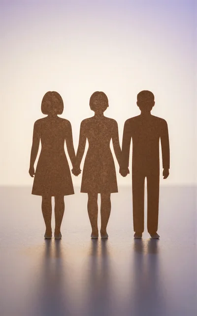 Paper Cutout Figures Of Two Women And One Man