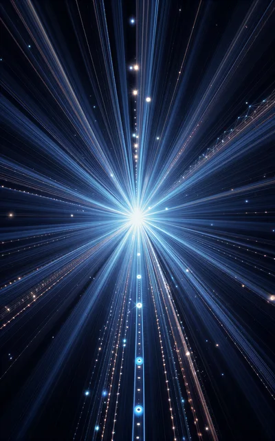 Abstract Digital Light Tunnel With Glowing Particles