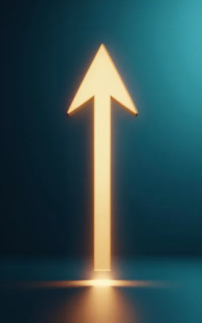 Glowing Golden Arrow Pointing Upward
