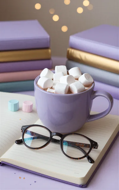 Cozy Reading Setup With Hot Cocoa And Books