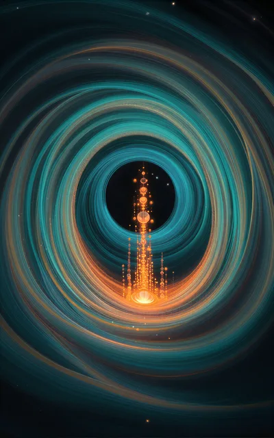 Abstract Cosmic Spire Within A Swirling Nebula