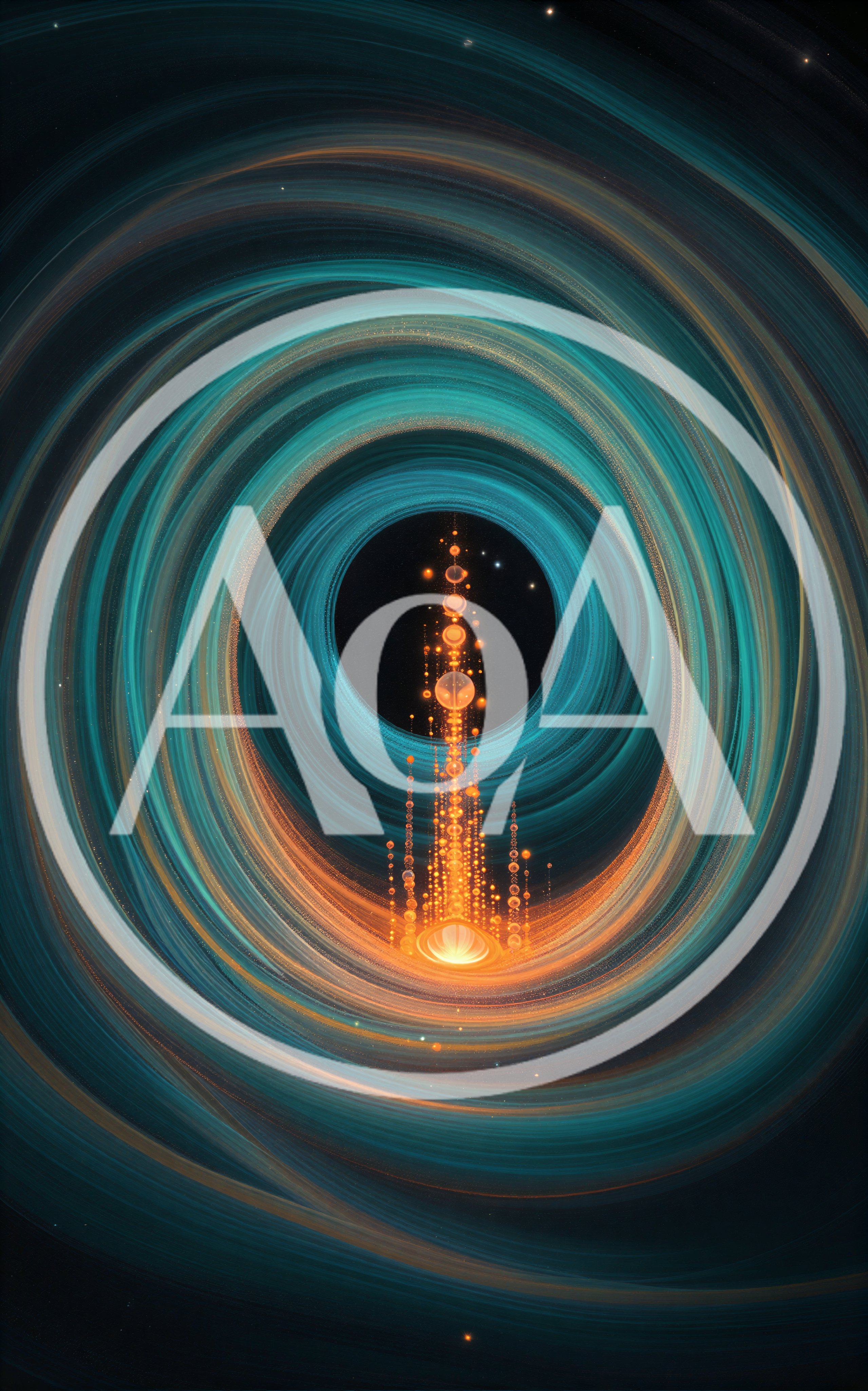 Abstract Cosmic Spire Within A Swirling Nebula