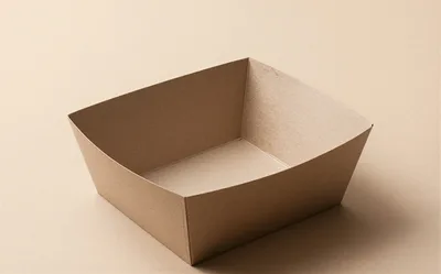Empty Brown Cardboard Food Tray