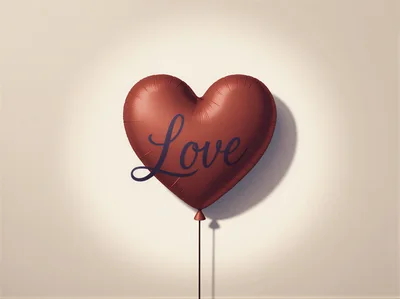 Red Heart Shaped Balloon With Love Text