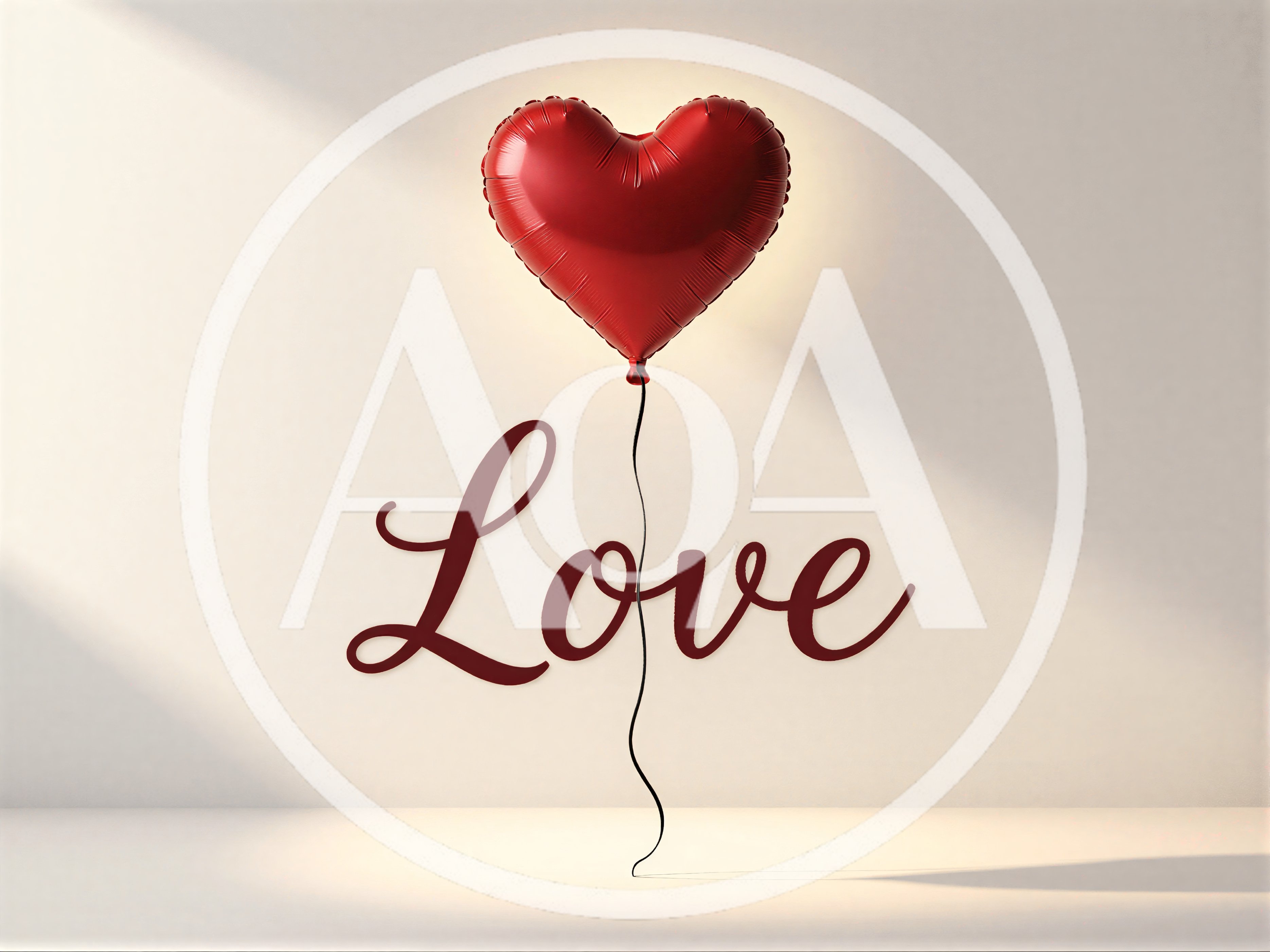 Red Heart Balloon With Love Text
