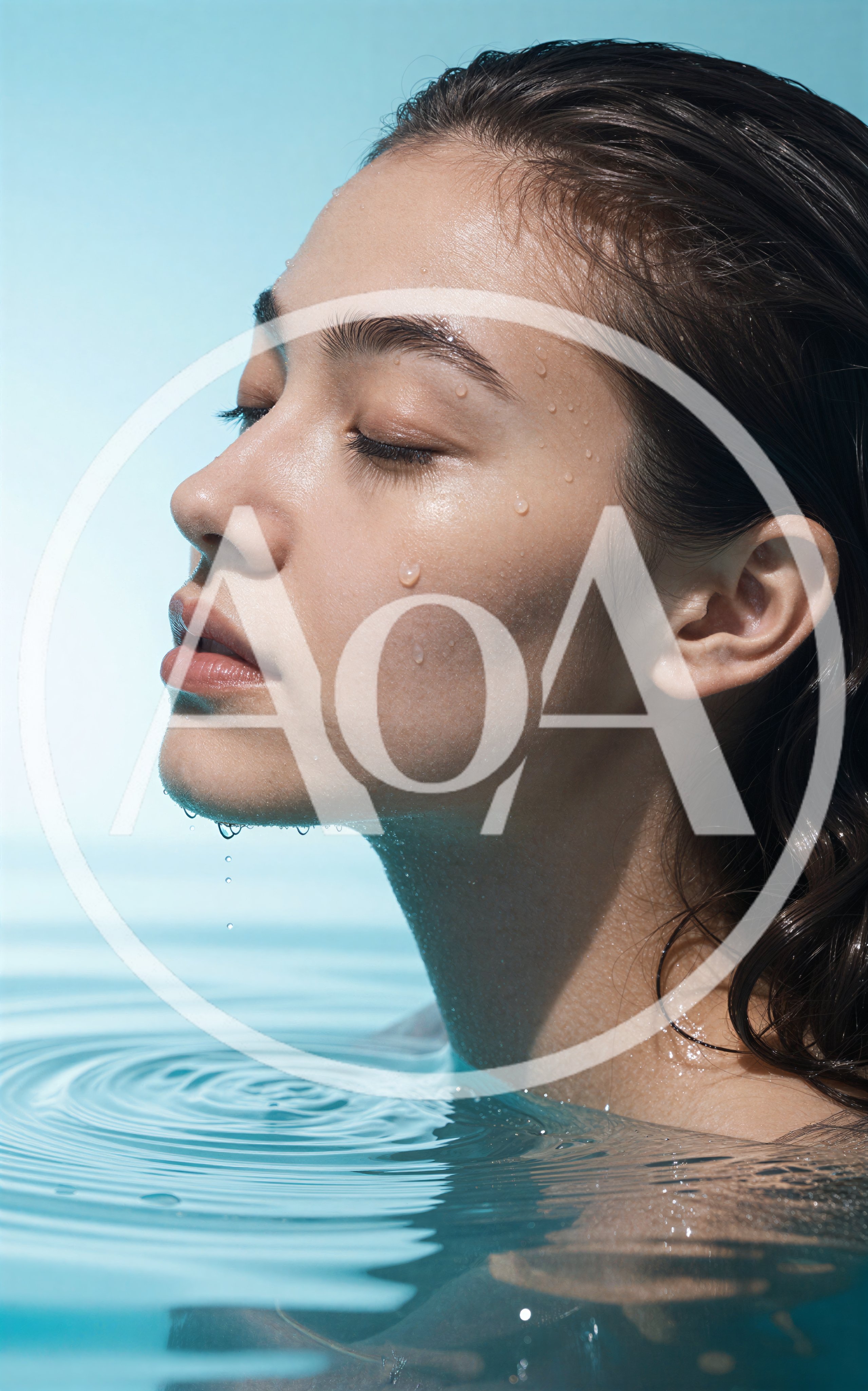 Young Woman With Wet Skin In Water