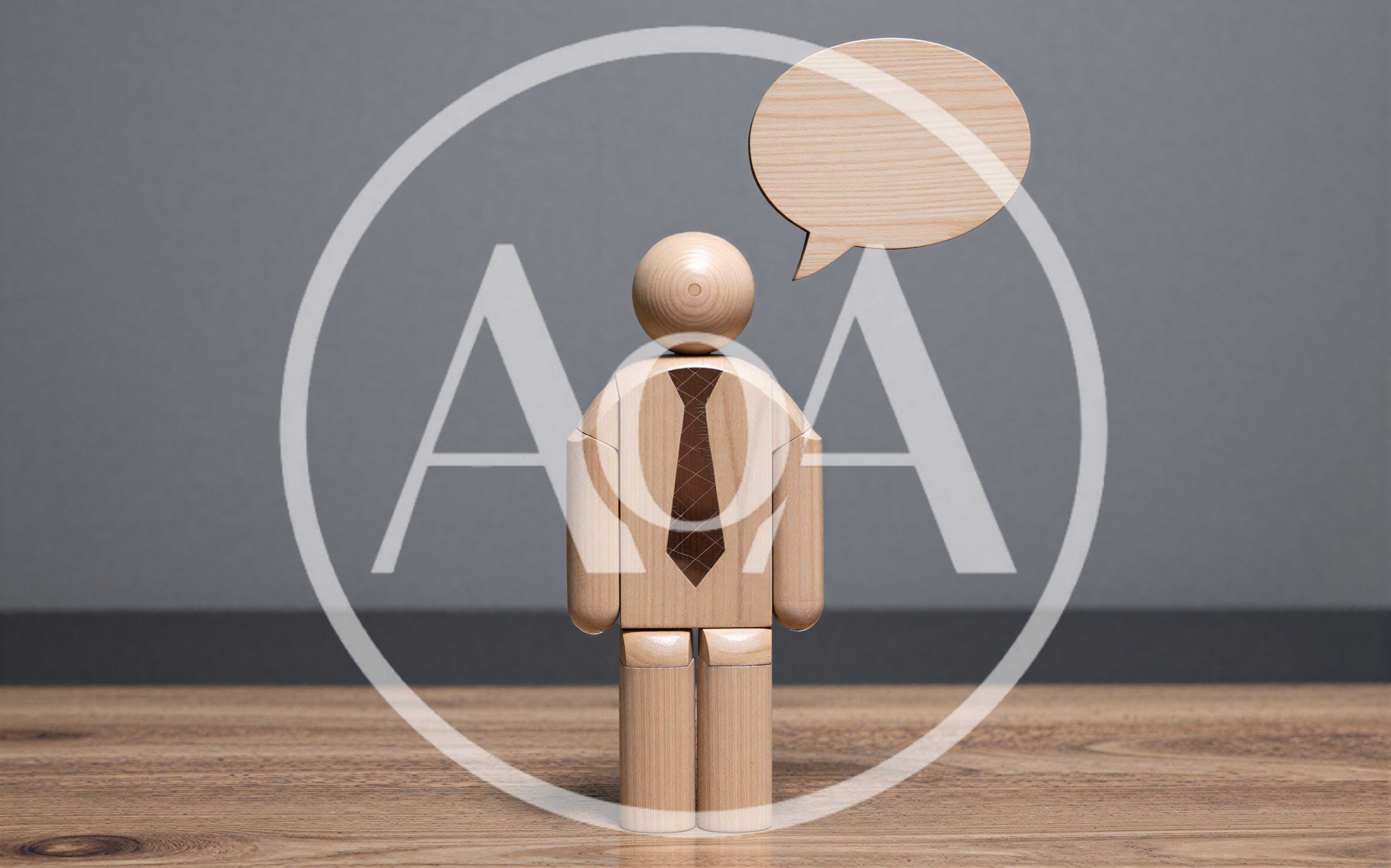 Wooden Mannequin Figure With Blank Speech Bubble