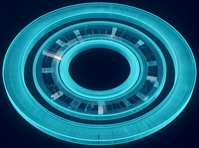 Abstract Glowing Blue Digital Circular Interface