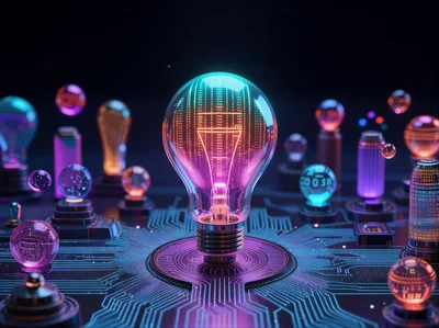 Digital Light Bulb Concept On Circuit Board