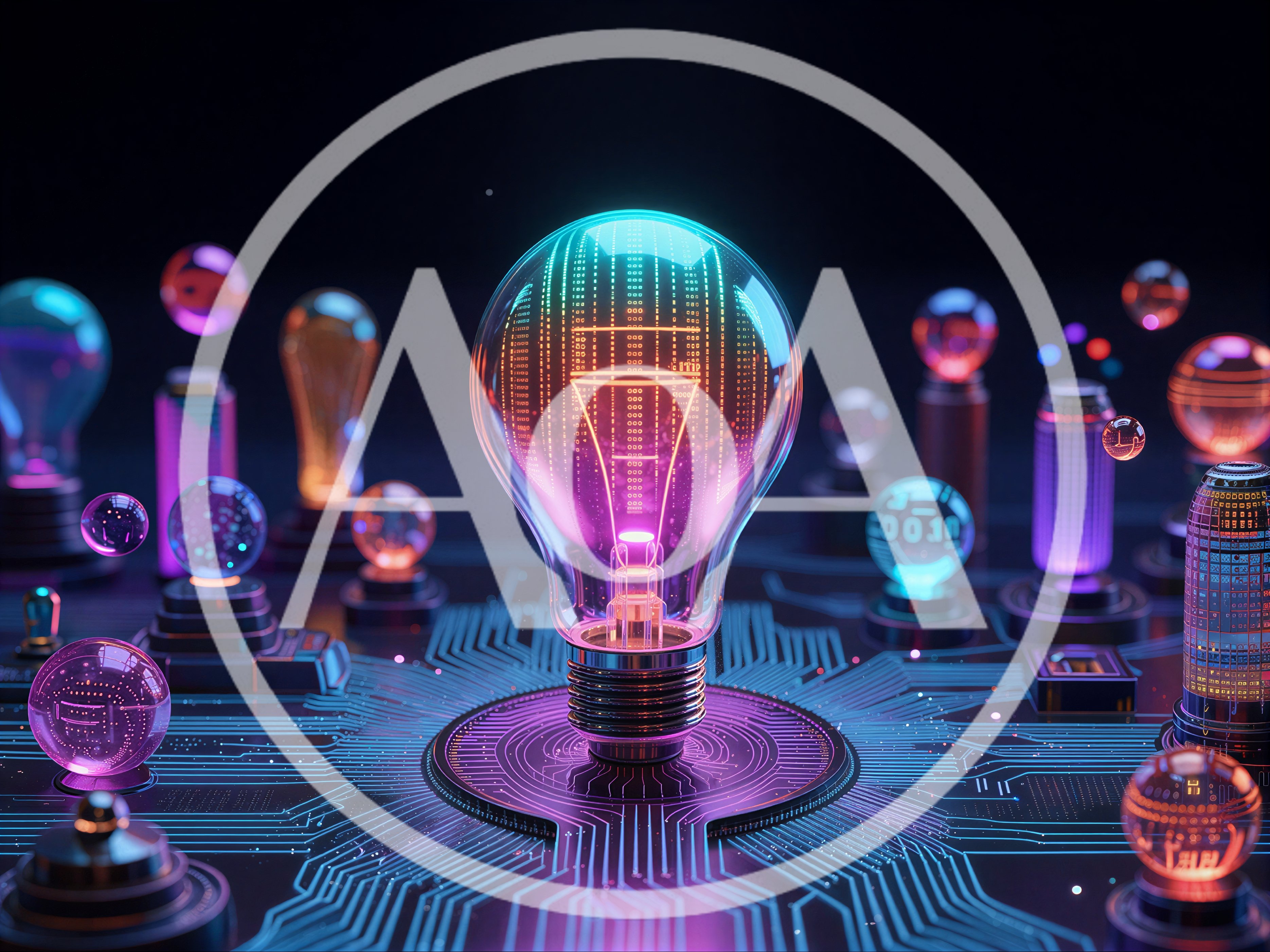 Digital Light Bulb Concept On Circuit Board