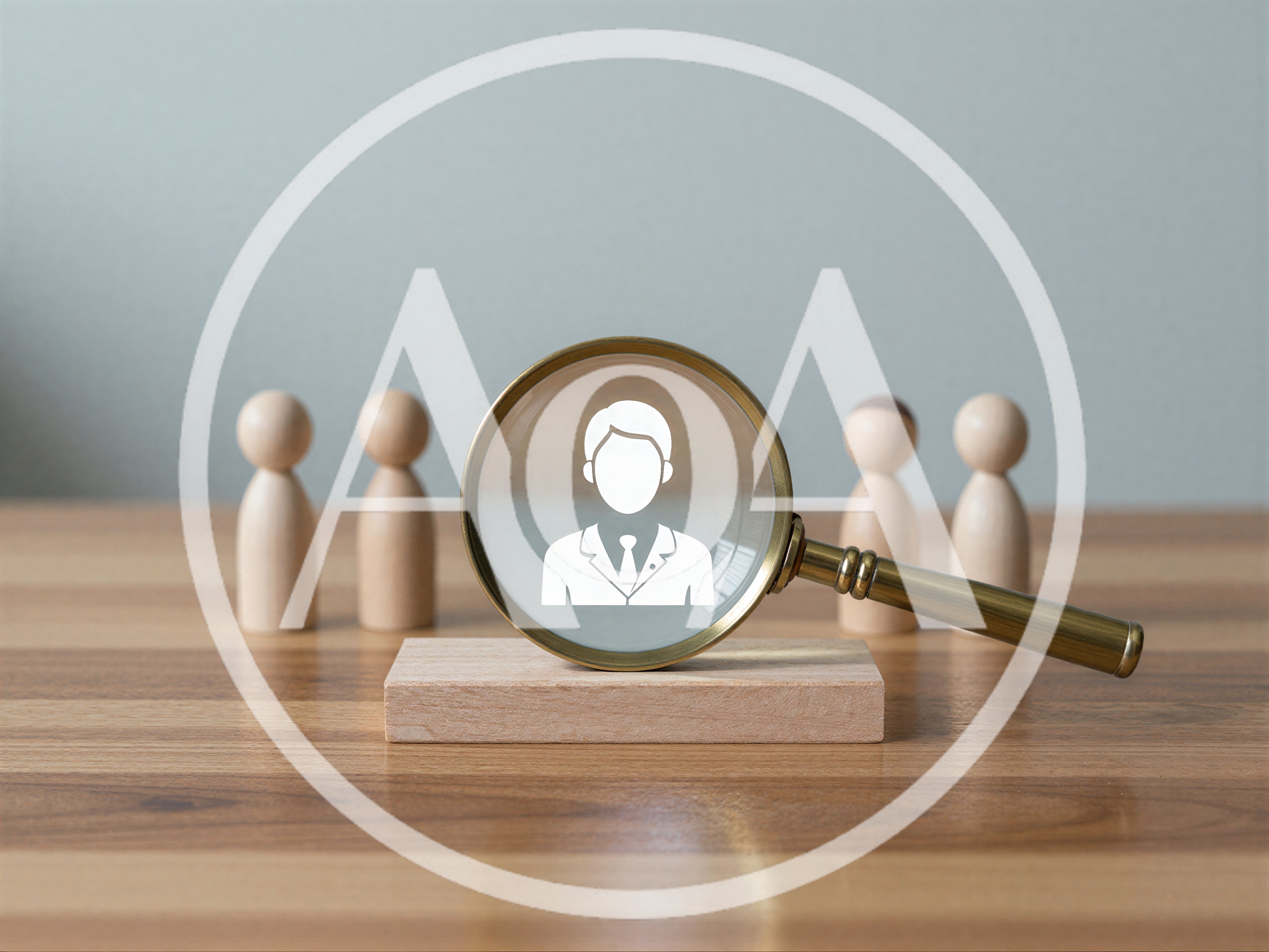 Magnifying Glass Focusing On Wooden Human Figure Icon