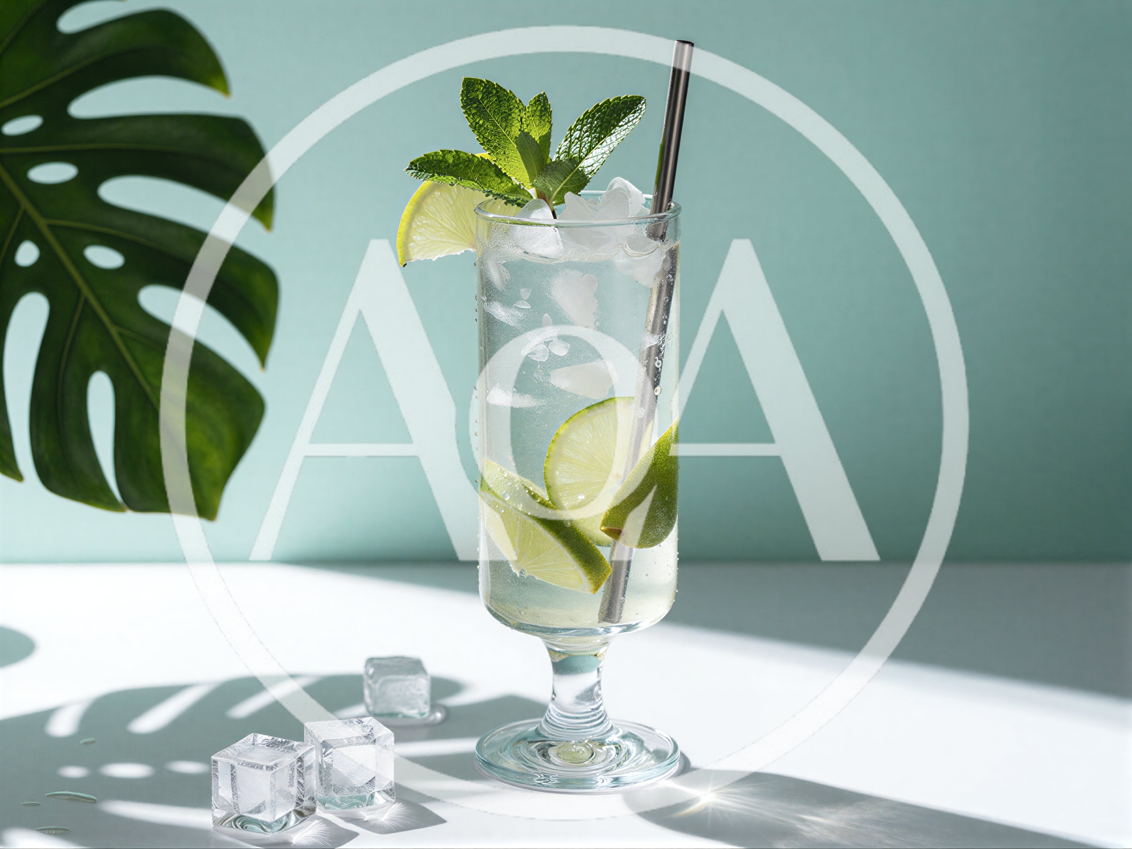 Refreshing Lime Mojito Cocktail With Mint And Ice