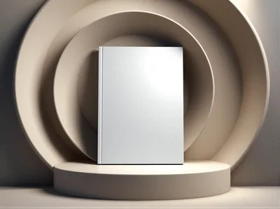 Blank White Book Standing On A Minimalist Pedestal