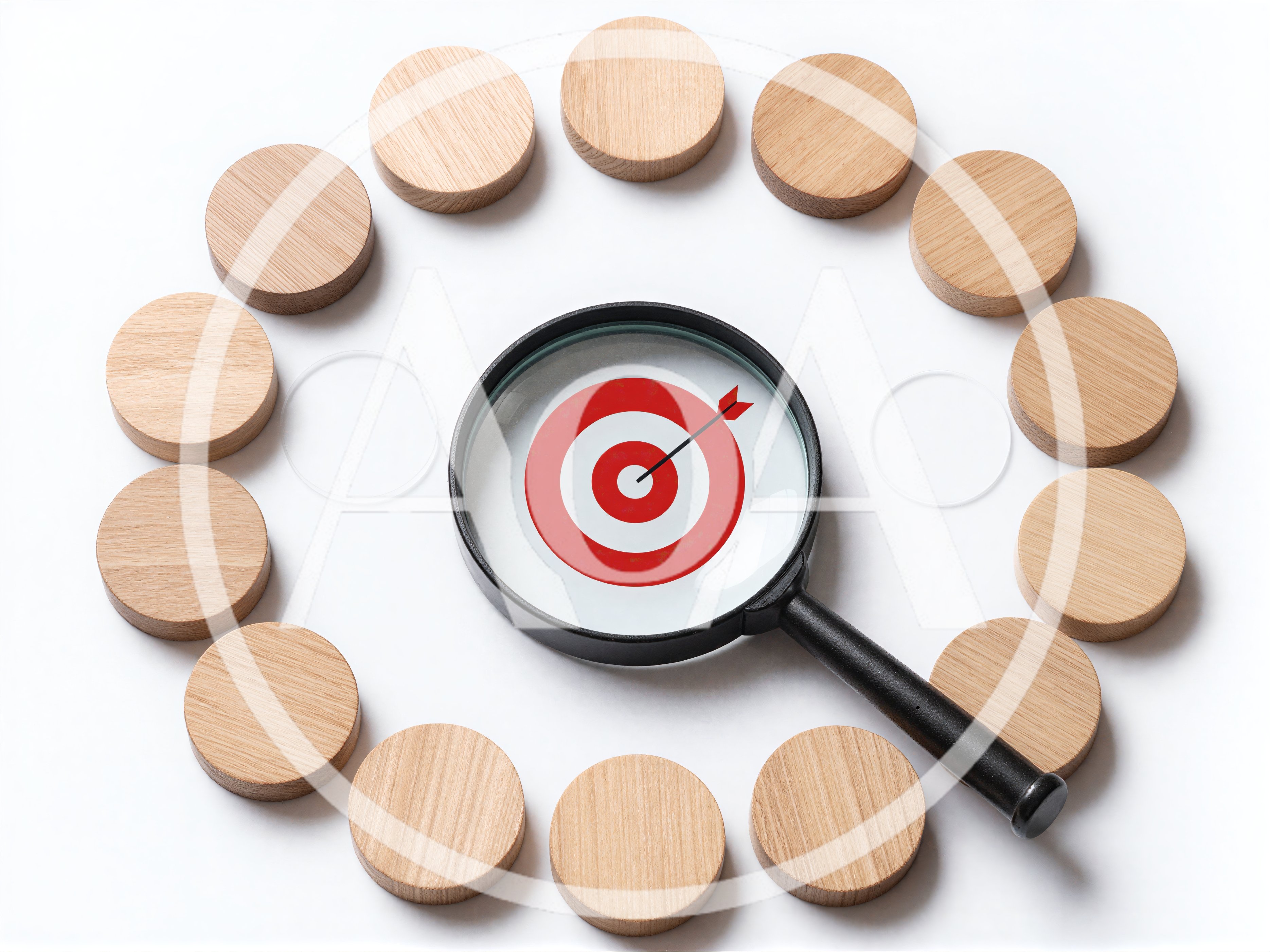 Magnifying Glass Focusing On A Red Target Symbol