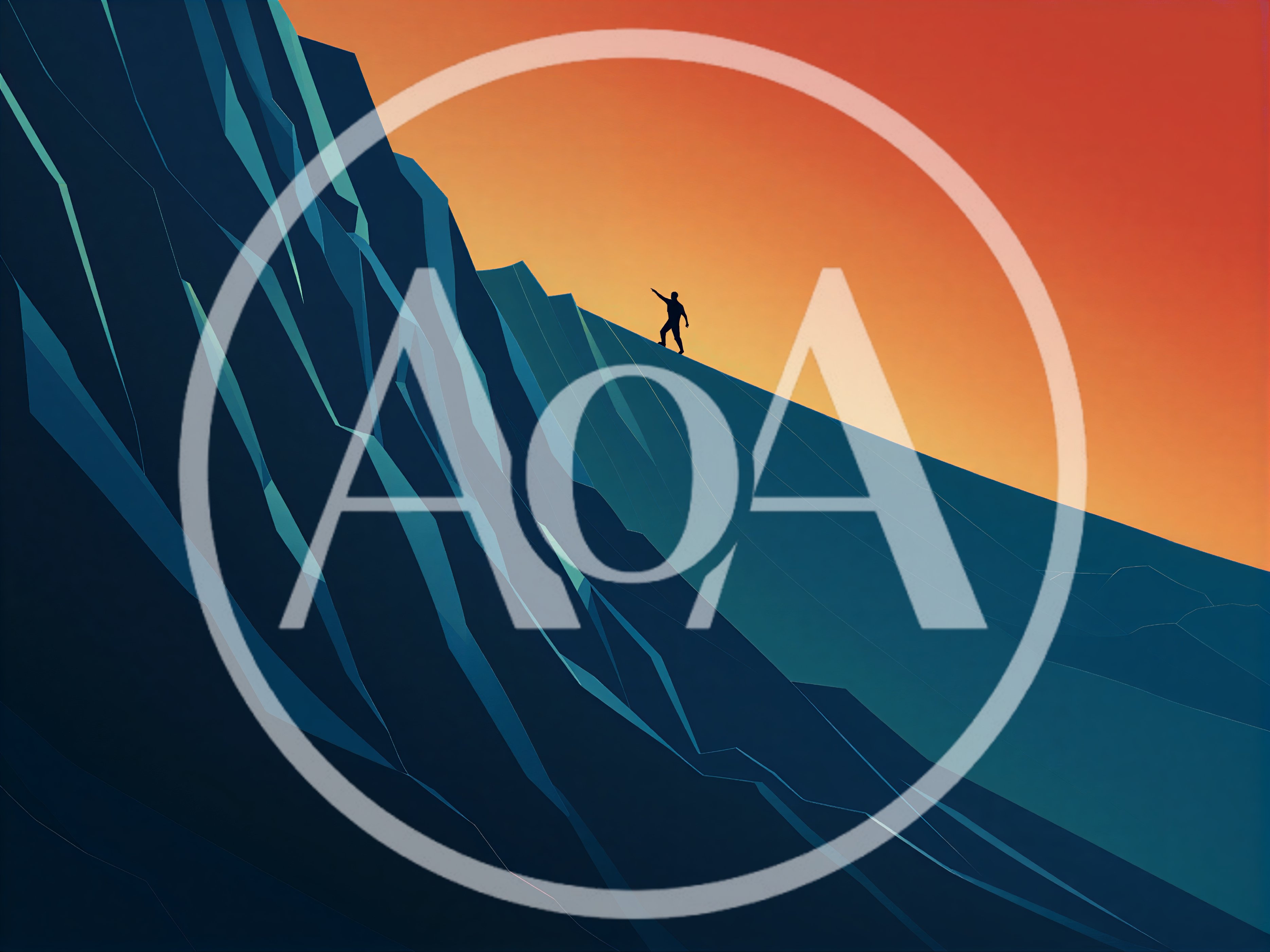 Silhouette Of A Hiker Climbing A Steep Mountain Peak
