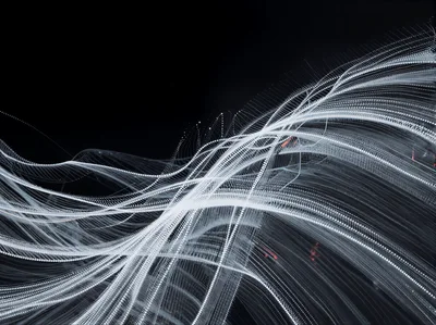 Abstract Digital Data Flow With Glowing Light Particles