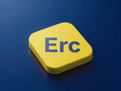 3D Rendered Yellow Square Button With Erc Text