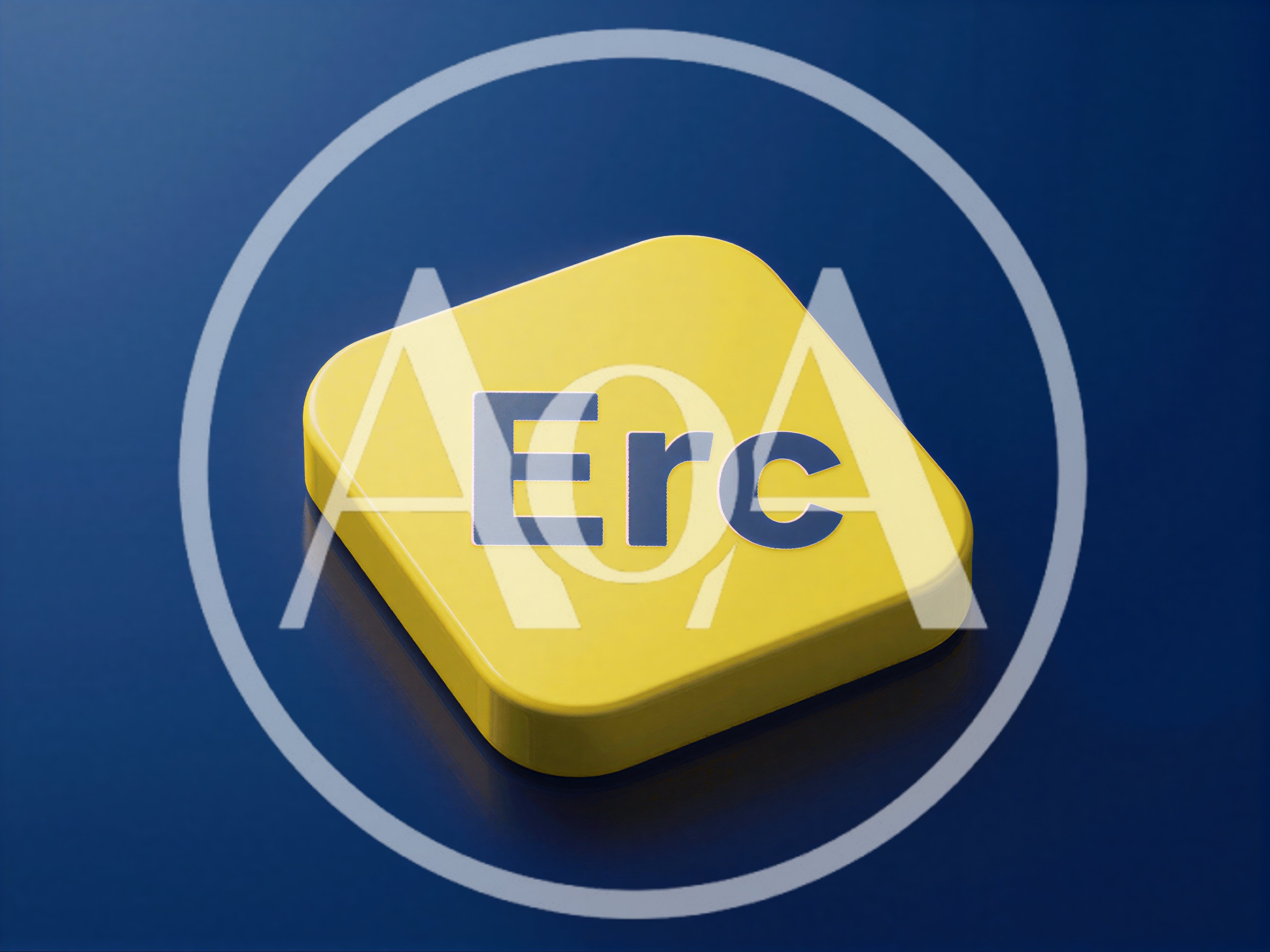 3D Rendered Yellow Square Button With Erc Text