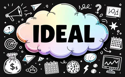 Ideal Concept Word In A Colorful Cloud Doodle