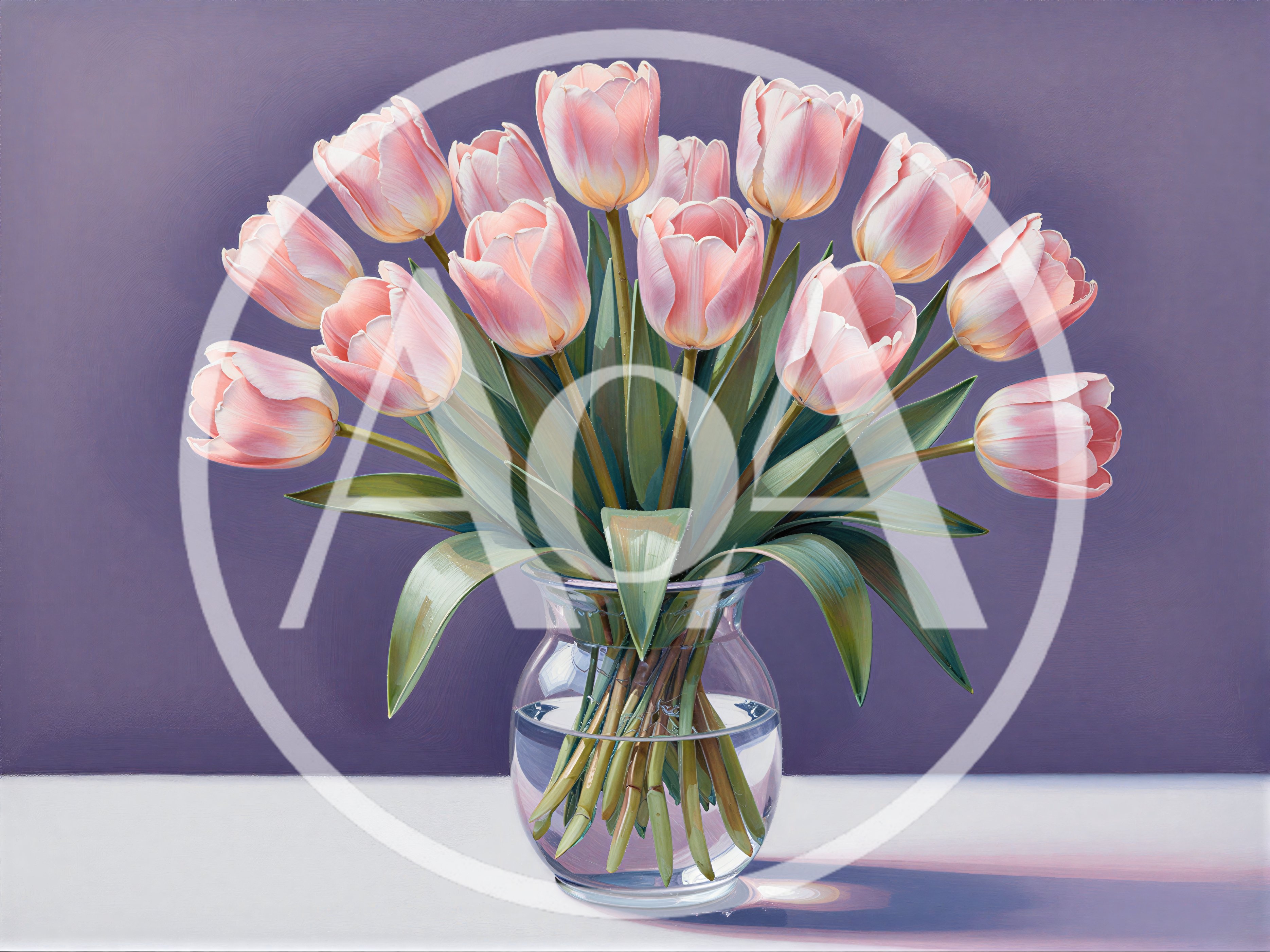 Bouquet Of Pink Tulips In A Glass Vase