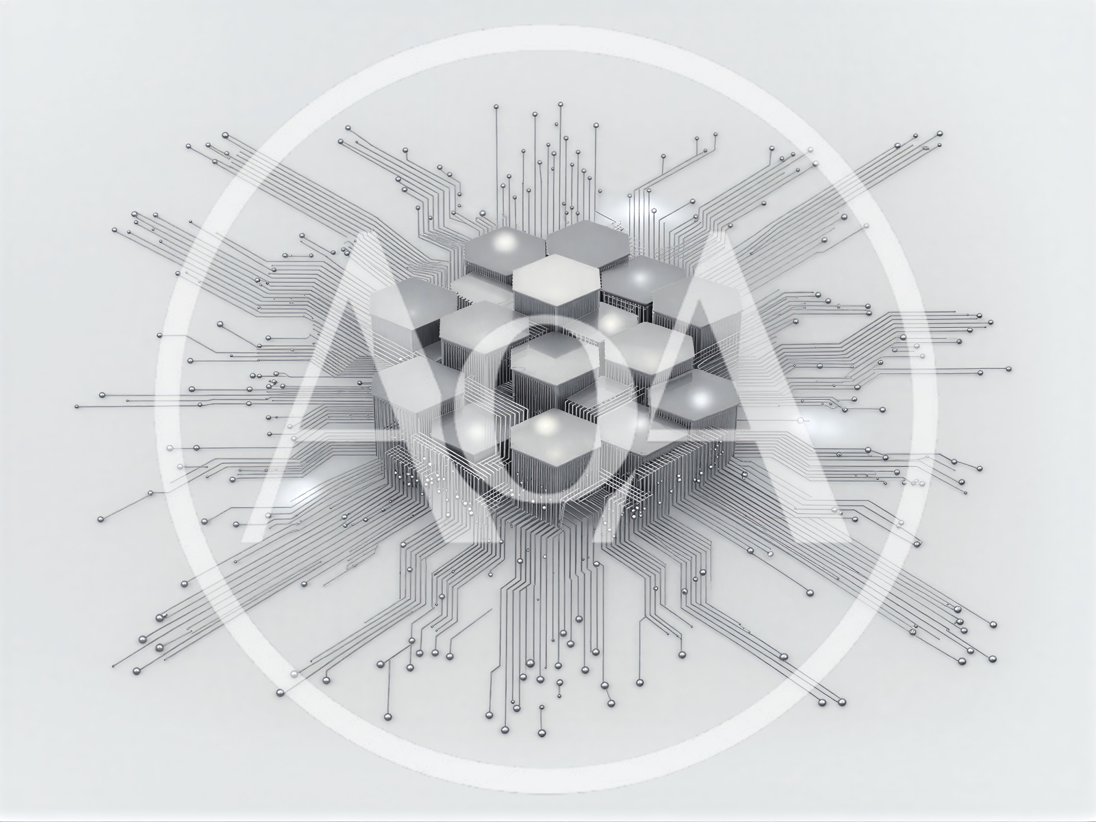 Abstract Digital Processor Chip With Hexagonal Architecture