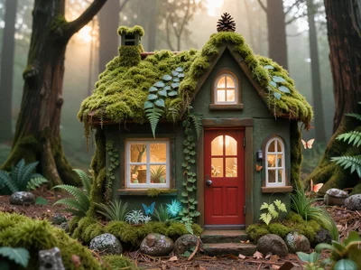 Miniature Fairy Tale Cottage In Enchanted Forest