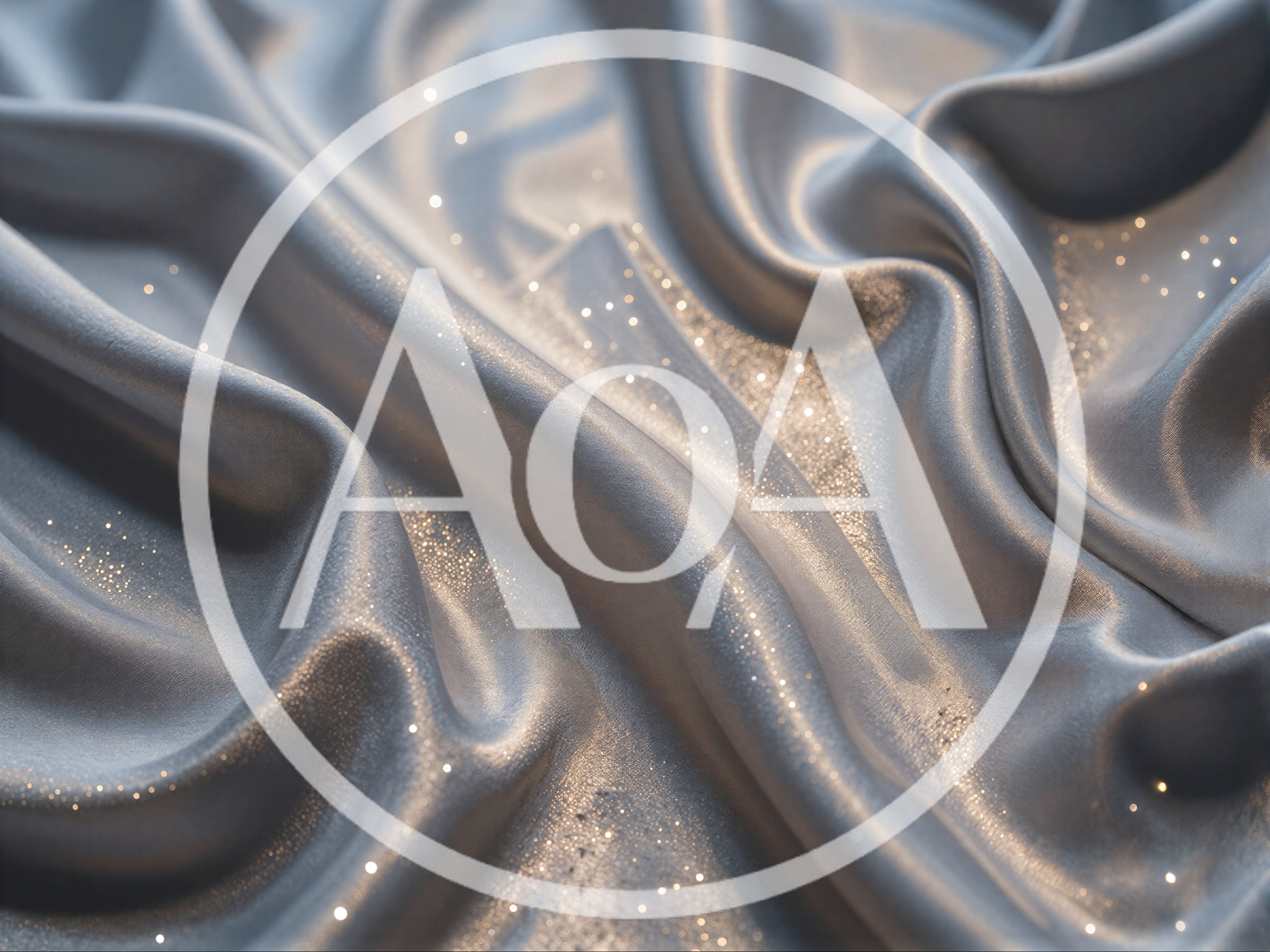Flowing Silver Silk Fabric With Glittering Particles