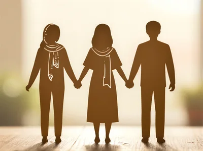 Paper Cutout Family Figures Holding Hands