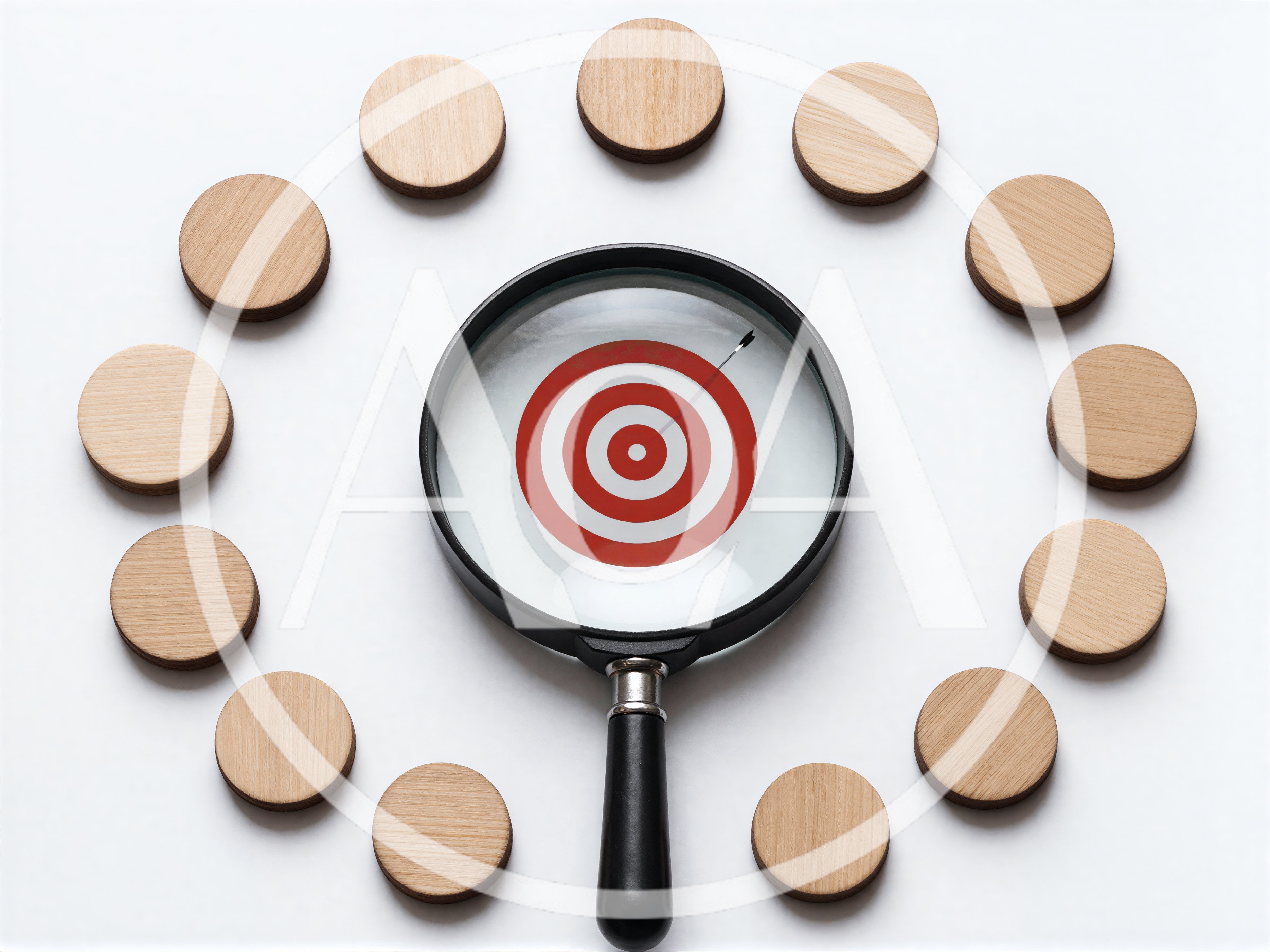 Magnifying Glass Focusing On A Red Target Symbol