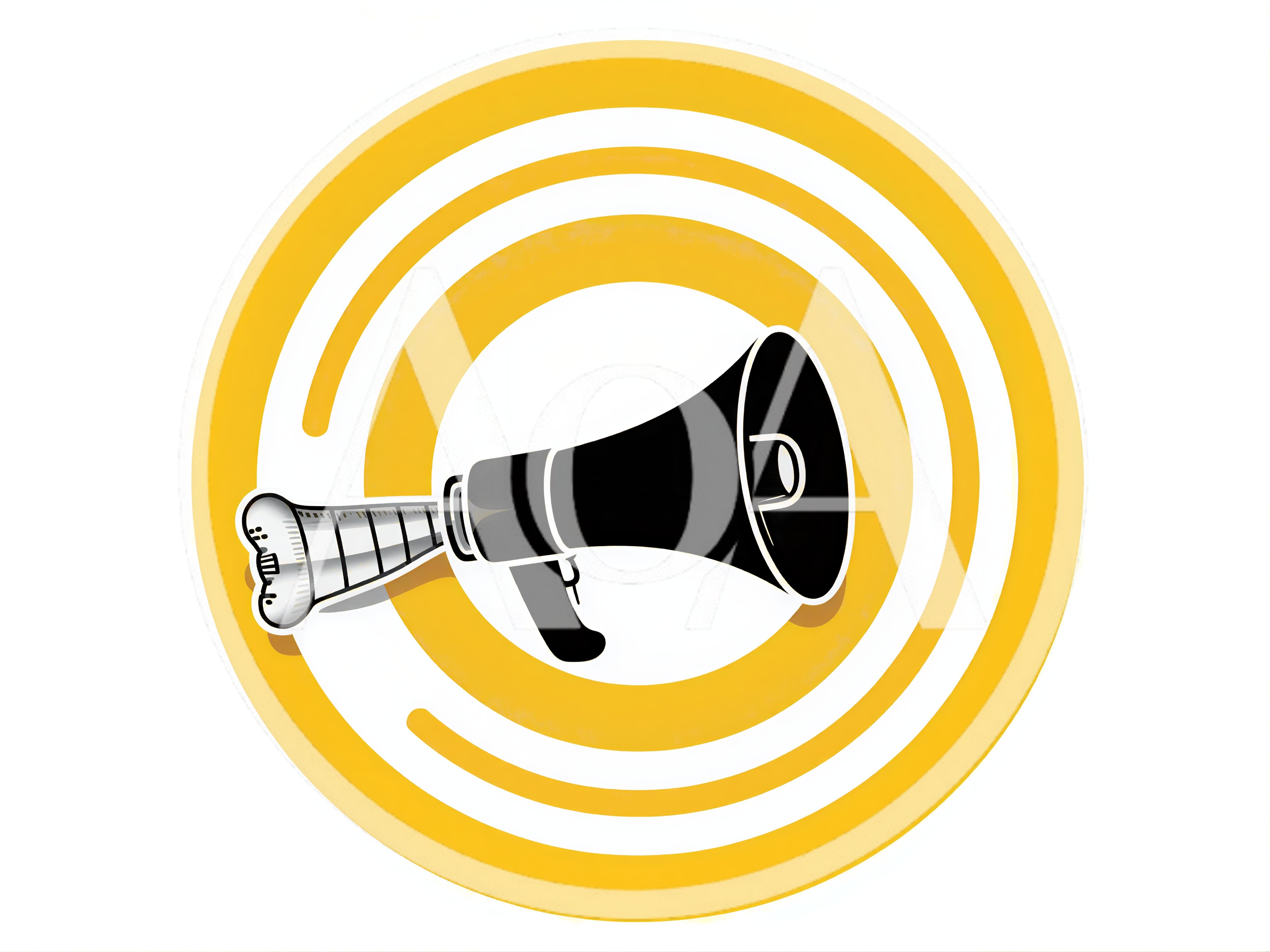 Megaphone Icon With Concentric Yellow Circles
