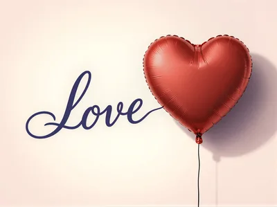 Red Heart Shaped Balloon With Love Text