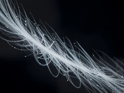 Abstract Digital Light Trails Flowing In Dark Space