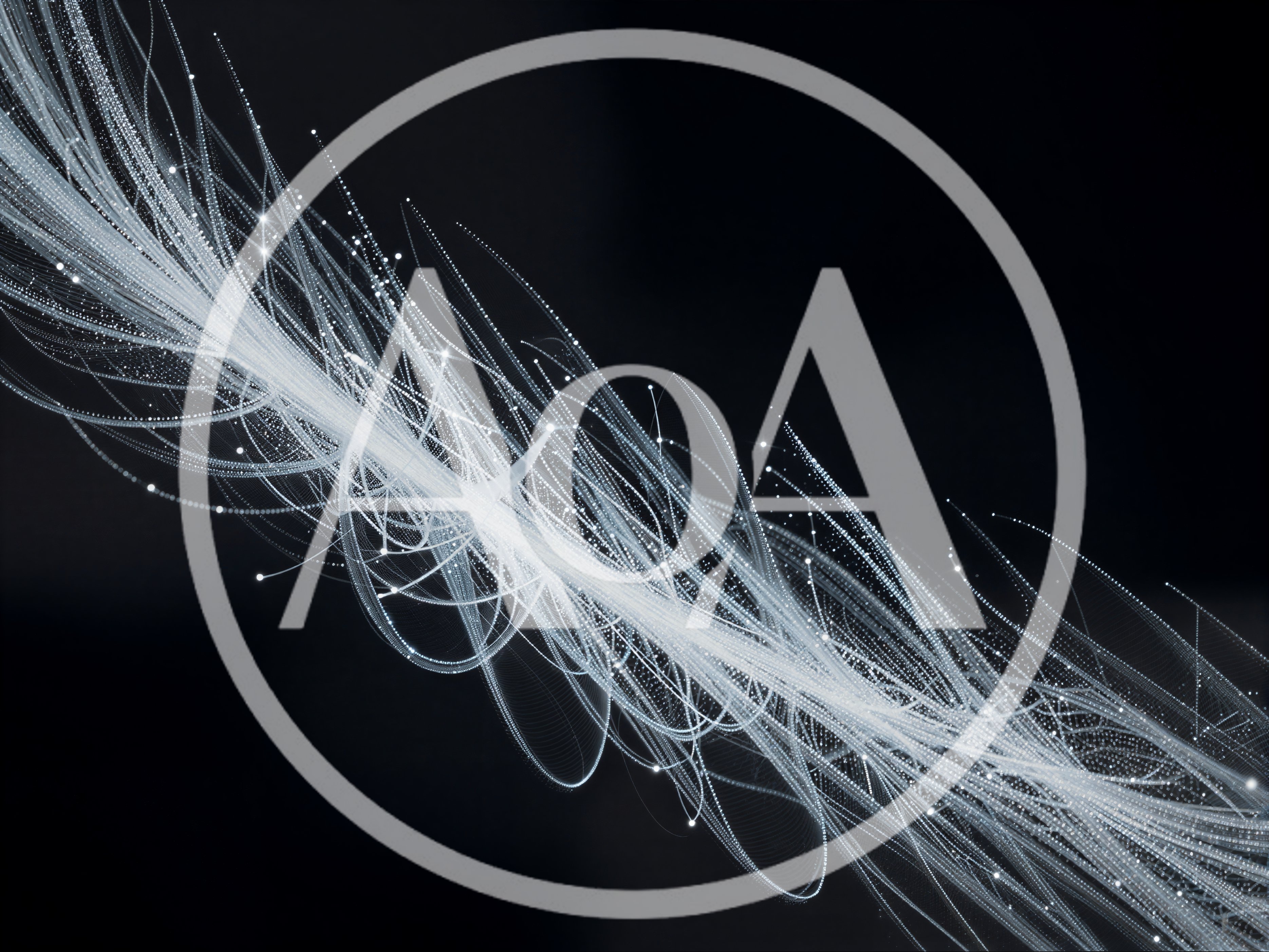 Abstract Digital Light Trails Flowing In Dark Space