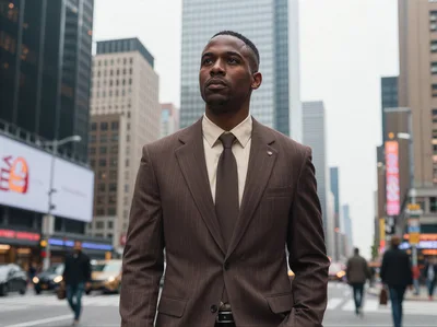 Professional African American Businessman Standing In New York City