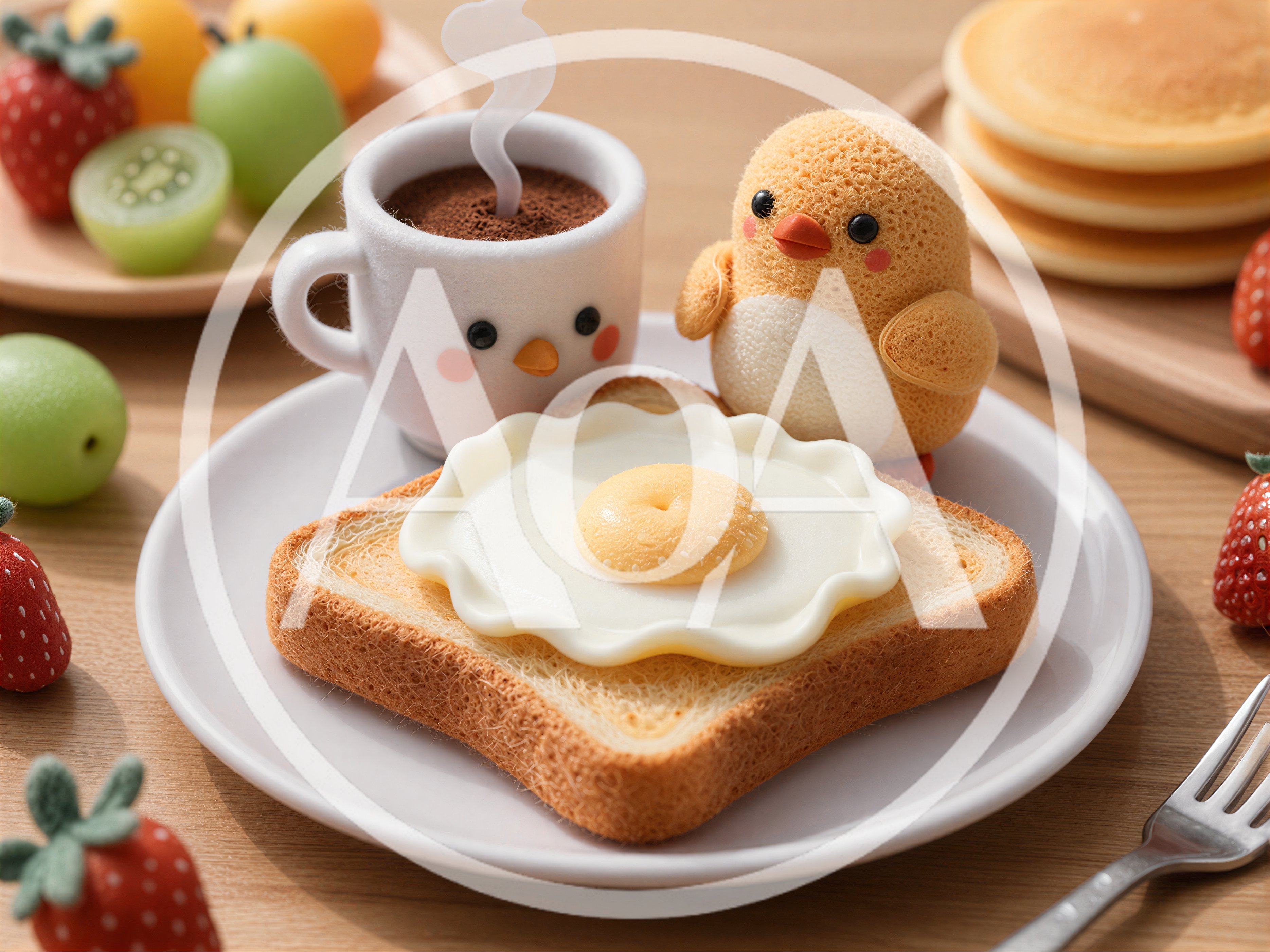 Cute Chick Themed Breakfast With Toast And Egg