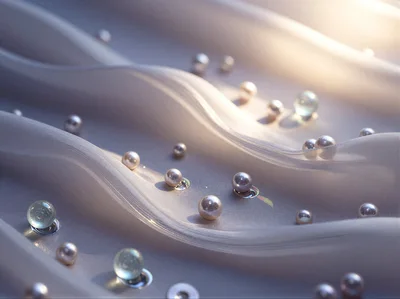 Elegant Pearls Scattered on Soft Flowing Silk Fabric