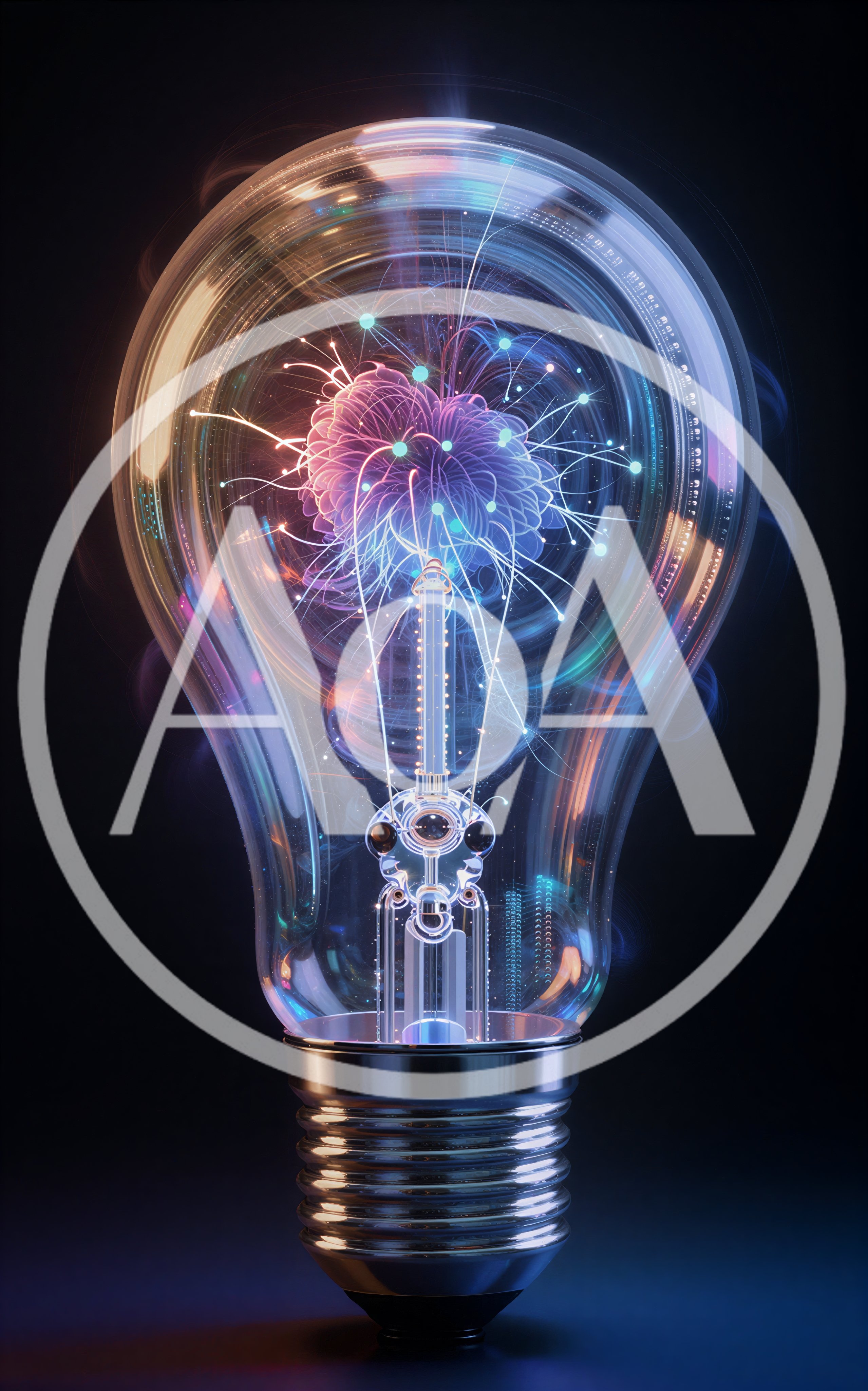 Glowing Neural Network Inside A Glass Light Bulb