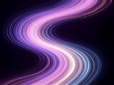 Abstract S-Curve Light Trails In Purple And Blue