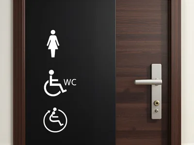 Restroom Door Signage With Accessibility Icons