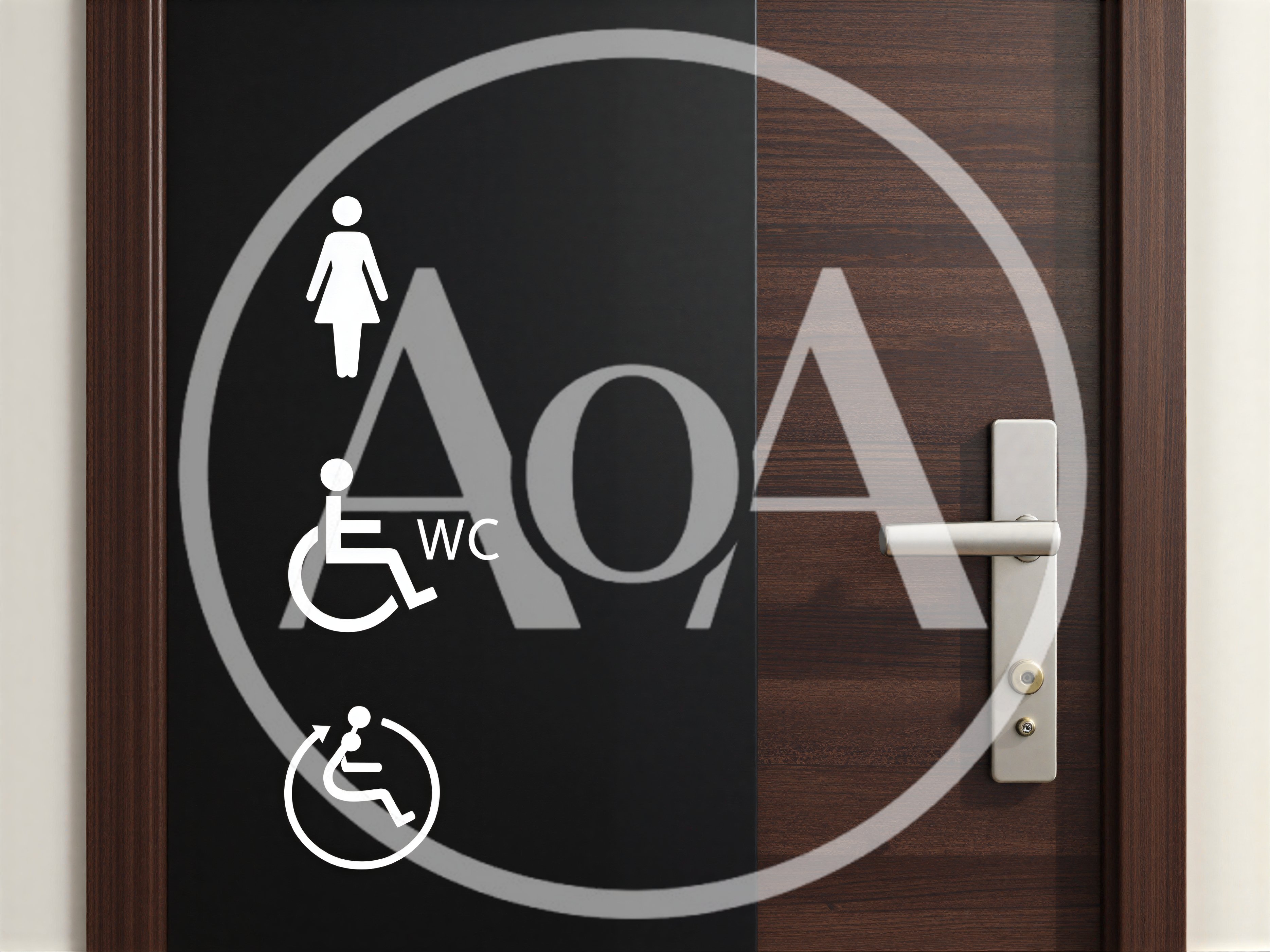 Restroom Door Signage With Accessibility Icons