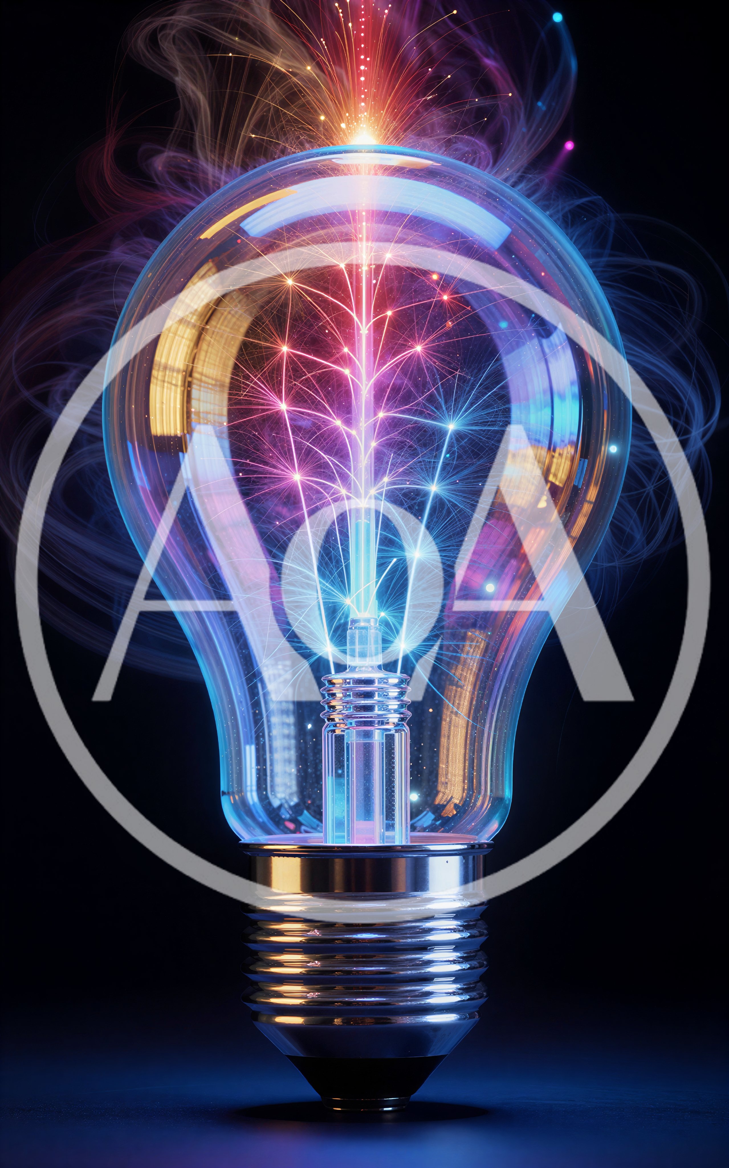 Glowing Light Bulb With Abstract Electrical Energy Filaments