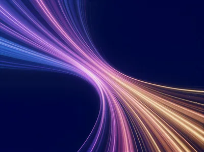 Abstract Light Trails Moving Through Dark Space