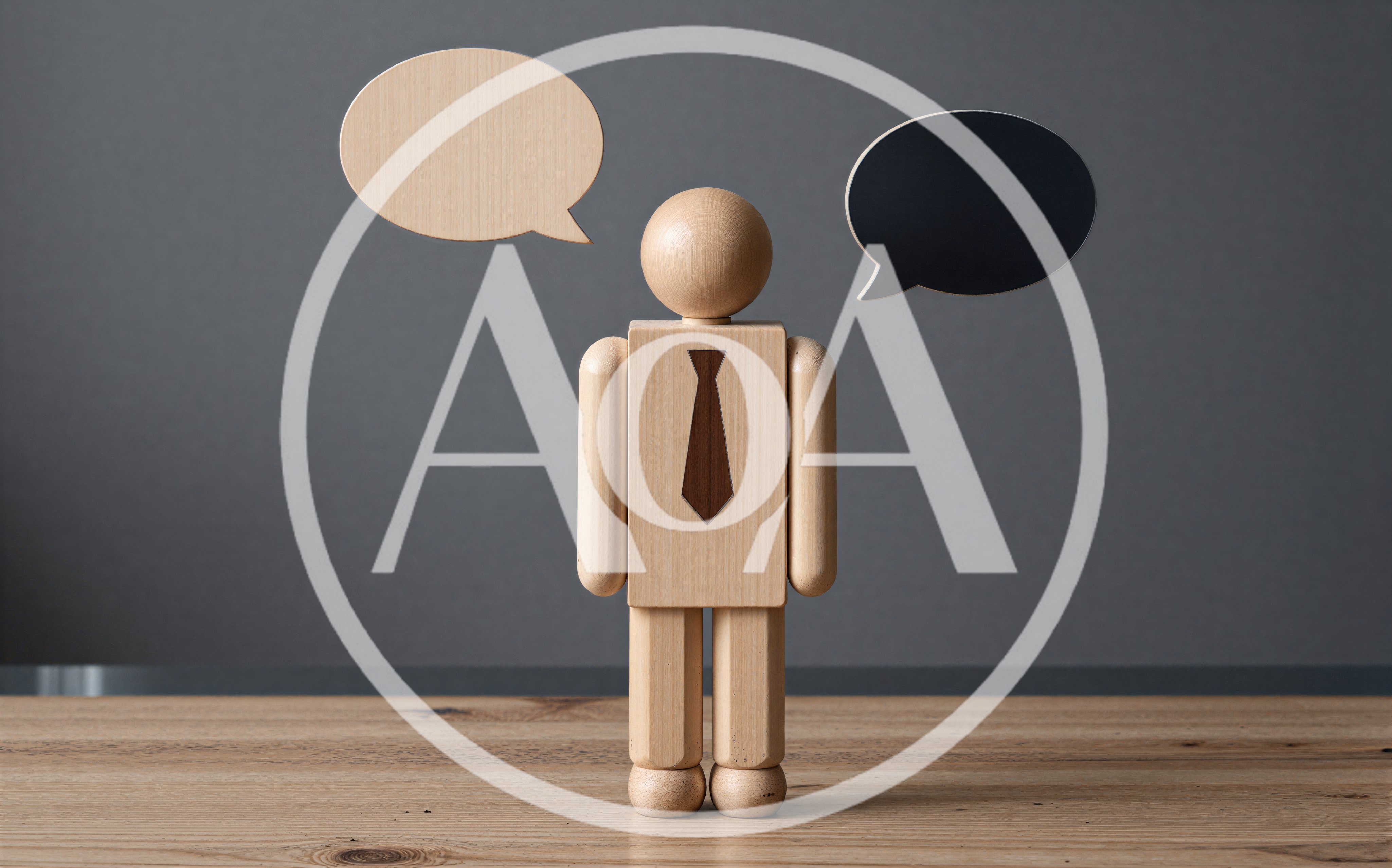 Wooden Mannequin Figure With Speech Bubbles